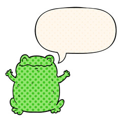 cartoon toad and speech bubble in comic book style