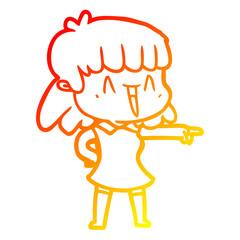 warm gradient line drawing cartoon woman