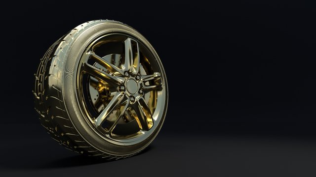 gold car wheels and alloy wheels