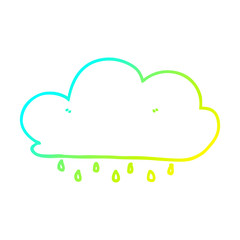 cold gradient line drawing cartoon rain cloud