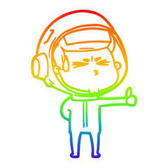 rainbow gradient line drawing cartoon stressed astronaut