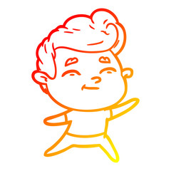 warm gradient line drawing happy cartoon man