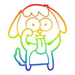 rainbow gradient line drawing cute cartoon dog