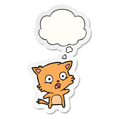 cartoon cat and thought bubble as a printed sticker