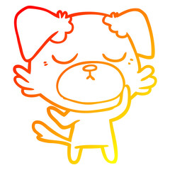 warm gradient line drawing cute cartoon dog