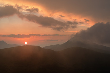 Mount Hoverla at sunset. The highest mountain in Ukraine