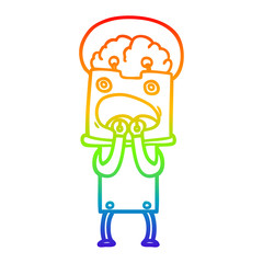 rainbow gradient line drawing cartoon robot