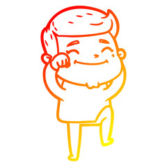 warm gradient line drawing happy cartoon man