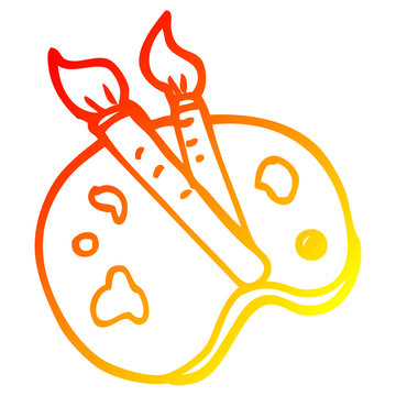 recommend clip art: warm gradient line drawing cartoon artist palette