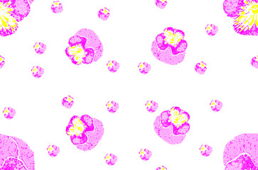 Abstract violet flower in pink color on white background for fabric, fashion or interior design.