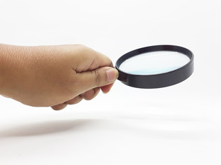 Magnifying Glass for Human Hand Hold Tools in White Isolated Background