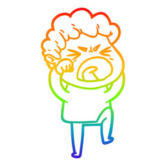 rainbow gradient line drawing cartoon furious man