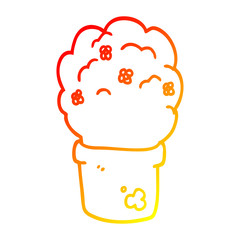 warm gradient line drawing cartoon shrub