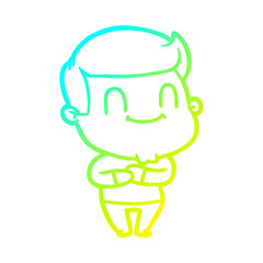 cold gradient line drawing cartoon happy man