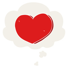 cartoon love heart and thought bubble in retro style