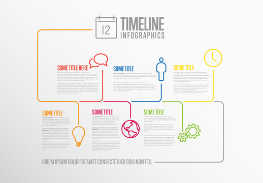 Multicolored Timeline Layout with Icons