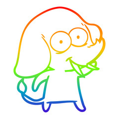 rainbow gradient line drawing happy cartoon elephant