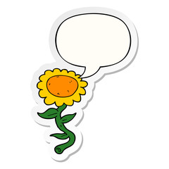 cartoon sunflower and speech bubble sticker