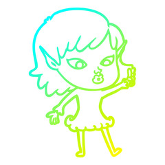 cold gradient line drawing pretty cartoon elf girl