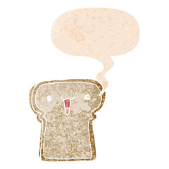 cartoon illustration and speech bubble in retro textured style