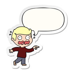 cartoon stressed out pointing and speech bubble sticker