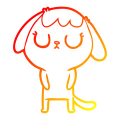 warm gradient line drawing cute cartoon dog