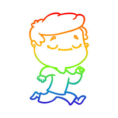 rainbow gradient line drawing cartoon peaceful man running