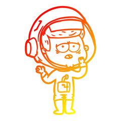 warm gradient line drawing cartoon tired astronaut