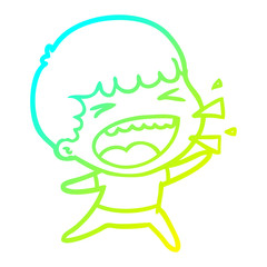 cold gradient line drawing cartoon laughing man