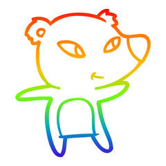 rainbow gradient line drawing cute cartoon bear