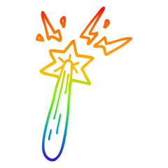 rainbow gradient line drawing cartoon magic wand