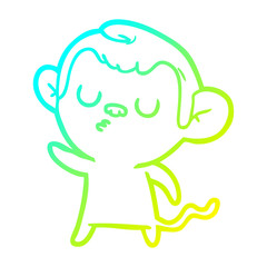 cold gradient line drawing cartoon monkey