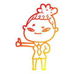 warm gradient line drawing cartoon woman