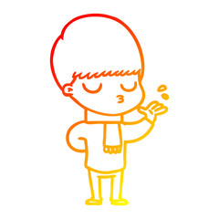 warm gradient line drawing cartoon calm boy