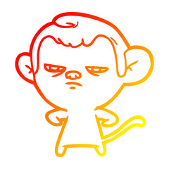 warm gradient line drawing cartoon monkey