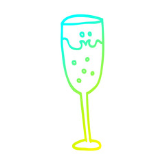 cold gradient line drawing cartoon champagne glass