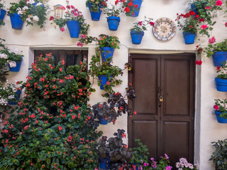 Fototapeta na wymiar Traditional flower-decorated patio in Сordoba, Spain