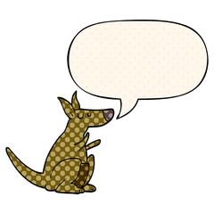 cartoon kangaroo and speech bubble in comic book style