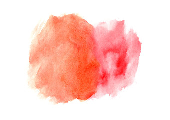 orange and red mixed watercolor abstract strokes on white background.A pattern of watercolor spots for design