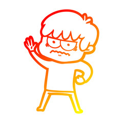 Obraz premium warm gradient line drawing annoyed cartoon boy
