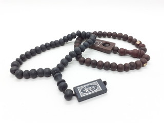 Islam Religious Praying Beads Rope in White Isolated Background