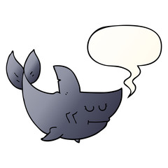 cartoon shark and speech bubble in smooth gradient style