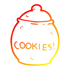 warm gradient line drawing cartoon cookie jar