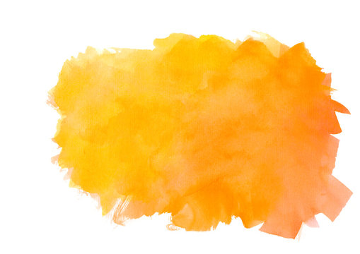 orange watercolor abstract strokes on white background.A pattern of watercolor spots for design