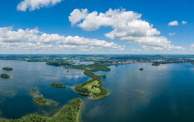 Aerial view of Princes Island or Prinzeninsel near city of Ploen