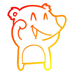 warm gradient line drawing laughing bear cartoon