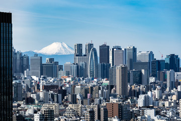 Tokyo skyline and Mountain fuji in Japan. - obrazy, fototapety, plakaty