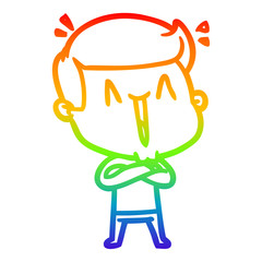 rainbow gradient line drawing cartoon excited man