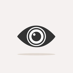 Body senses vision. Eye icon with shadow on beige background