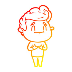 warm gradient line drawing happy cartoon man